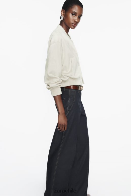 ropa cl Zara mujer chaqueta bomber de gamuza sintética crudo JJ06N436