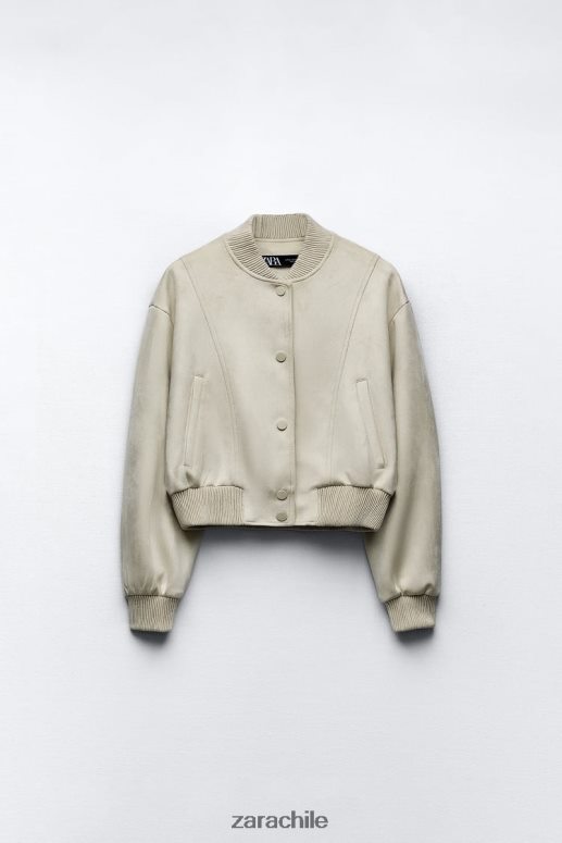 ropa cl Zara mujer chaqueta bomber de gamuza sintética crudo JJ06N436