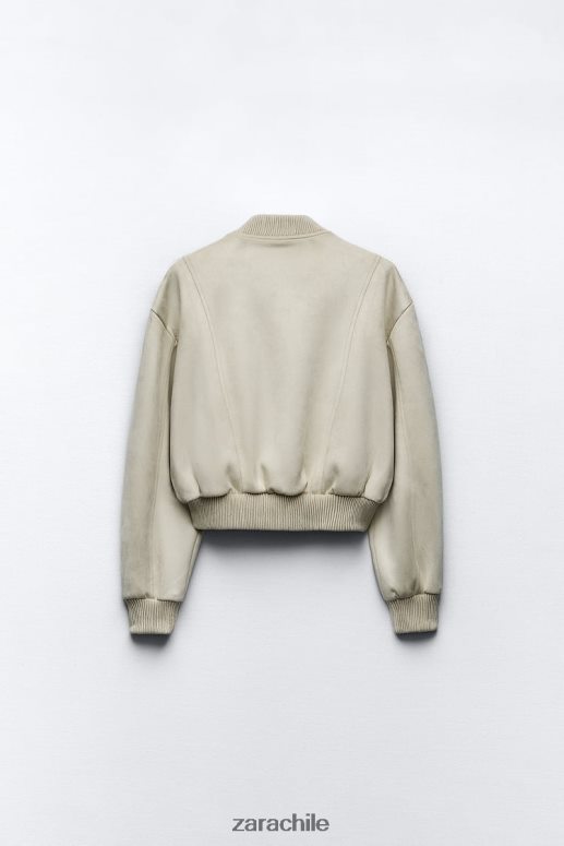 ropa cl Zara mujer chaqueta bomber de gamuza sintética crudo JJ06N436