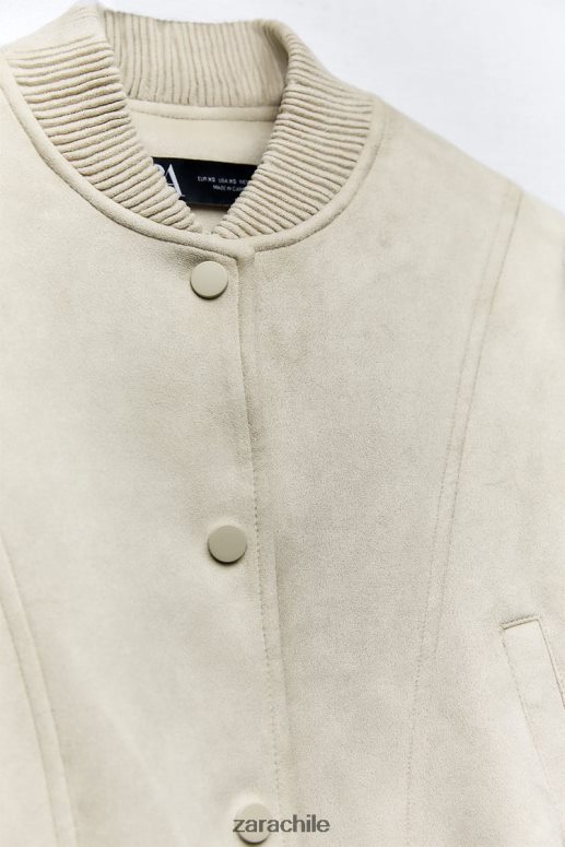 ropa cl Zara mujer chaqueta bomber de gamuza sintética crudo JJ06N436