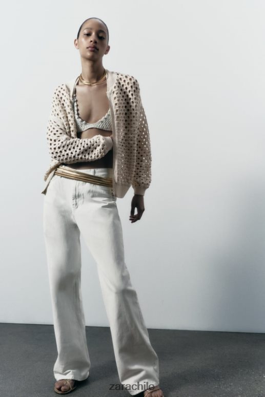 ropa cl Zara mujer chaqueta bomber de punto abierto crudo JJ06N4133