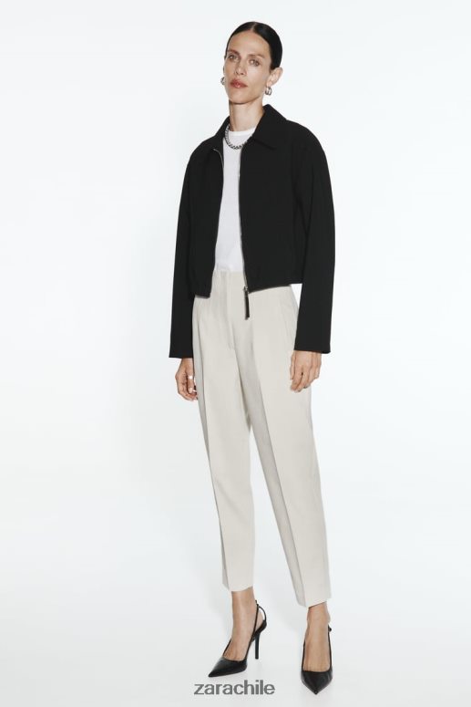 ropa cl Zara mujer chaqueta bomber estilo camisa negro JJ06N444