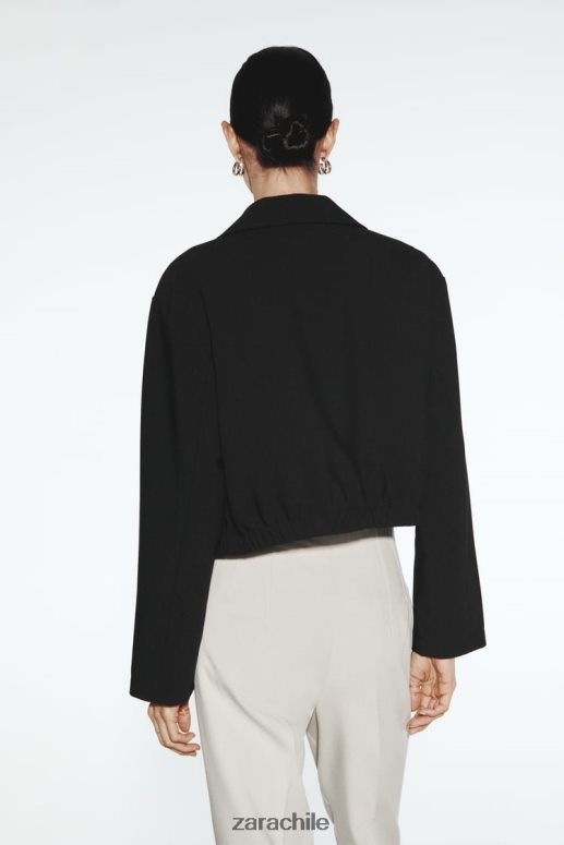 ropa cl Zara mujer chaqueta bomber estilo camisa negro JJ06N444