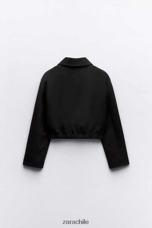 ropa cl Zara mujer chaqueta bomber estilo camisa negro JJ06N444