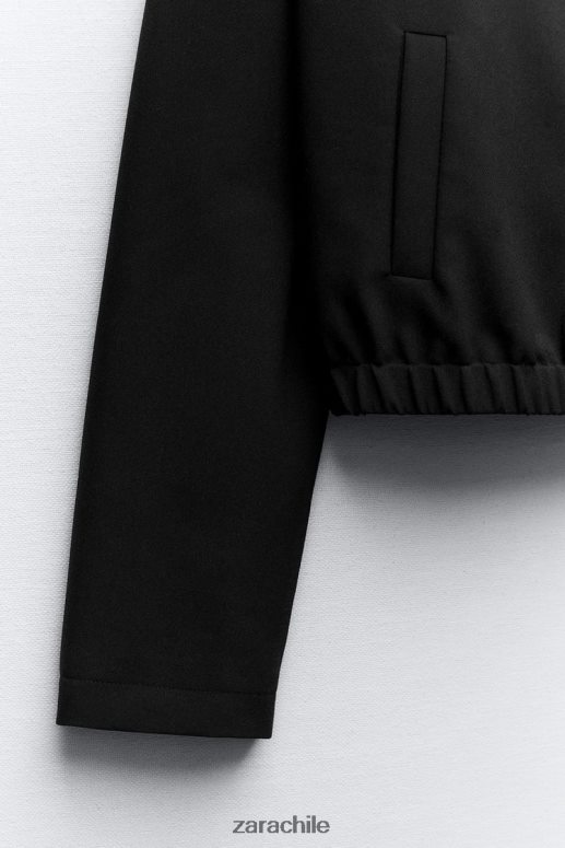 ropa cl Zara mujer chaqueta bomber estilo camisa negro JJ06N444