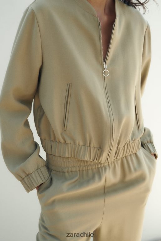ropa cl Zara mujer chaqueta bomber fluida caqui JJ06N4106