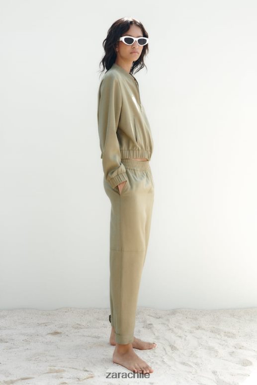 ropa cl Zara mujer chaqueta bomber fluida caqui JJ06N4106