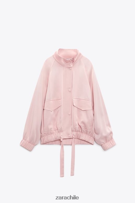 ropa cl Zara mujer chaqueta bomber fluida con bolsillos Rosa palido JJ06N497