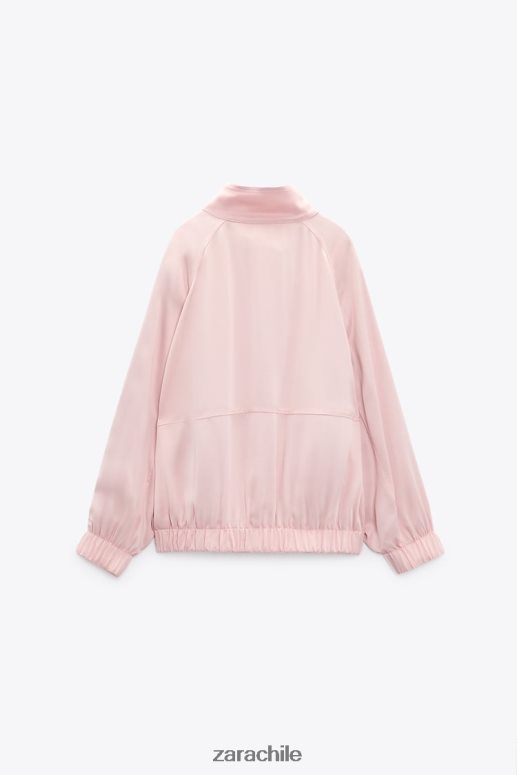 ropa cl Zara mujer chaqueta bomber fluida con bolsillos Rosa palido JJ06N497