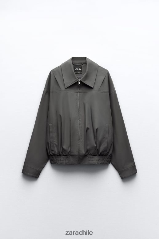 ropa cl Zara mujer chaqueta bomber repelente al agua de corte recto gris oscuro JJ06N464