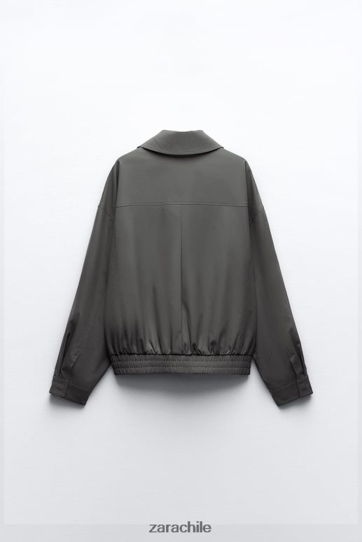 ropa cl Zara mujer chaqueta bomber repelente al agua de corte recto gris oscuro JJ06N464