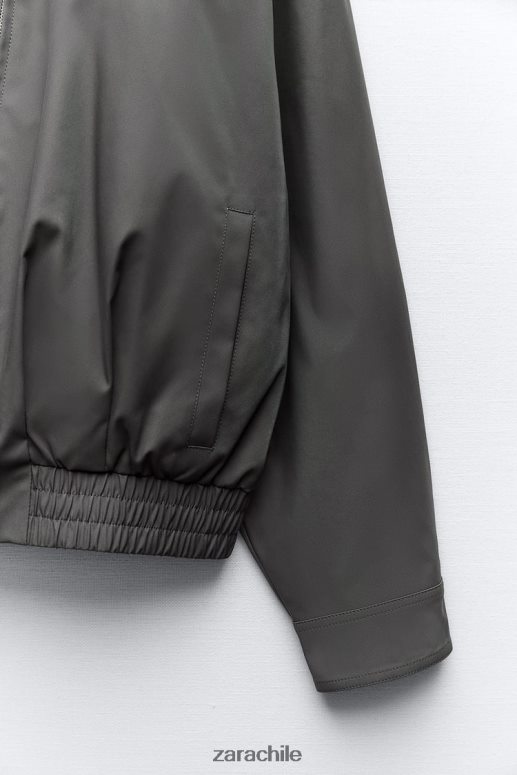 ropa cl Zara mujer chaqueta bomber repelente al agua de corte recto gris oscuro JJ06N464