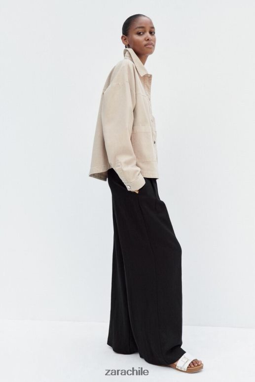 ropa cl Zara mujer chaqueta con bolsillo de parche arena JJ06N467