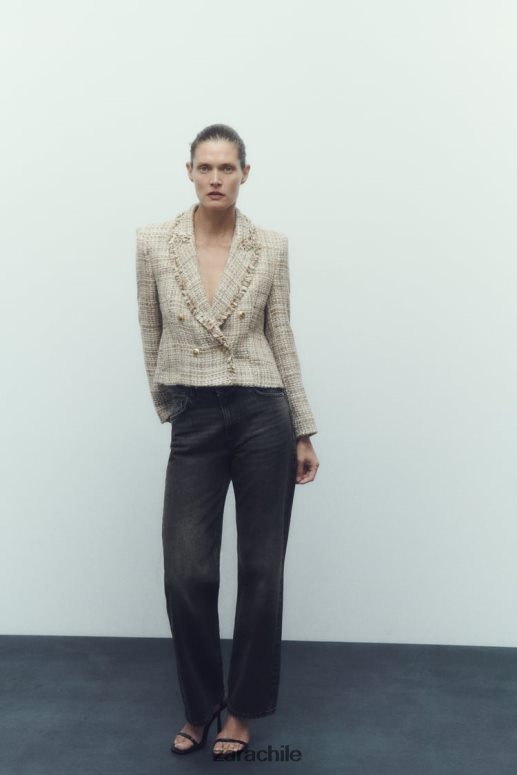 ropa cl Zara mujer chaqueta con doble botonadura y tejido texturizado multicolor JJ06N4162