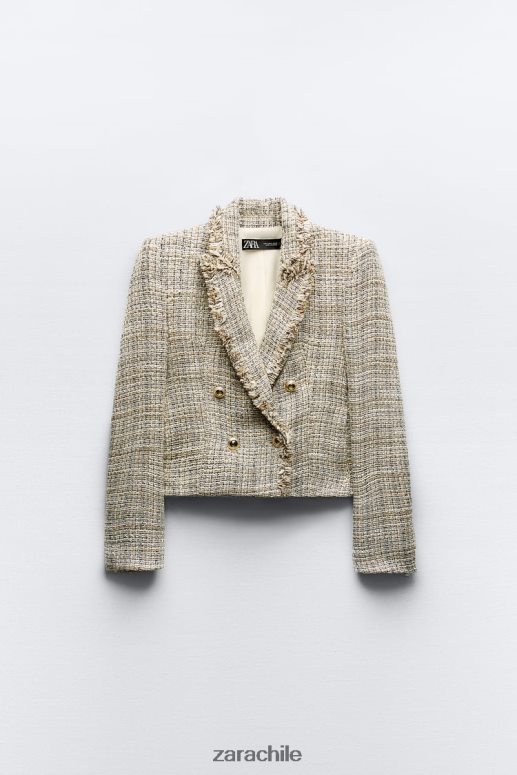 ropa cl Zara mujer chaqueta con doble botonadura y tejido texturizado multicolor JJ06N4162