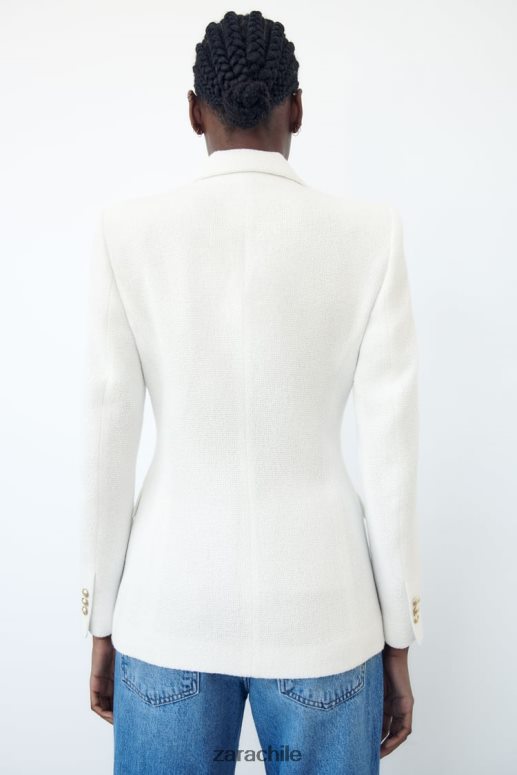 ropa cl Zara mujer chaqueta con doble botonadura y tejido texturizado ostra blanca JJ06N4175