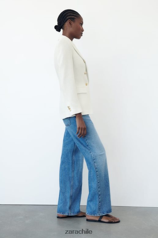 ropa cl Zara mujer chaqueta con doble botonadura y tejido texturizado ostra blanca JJ06N4175