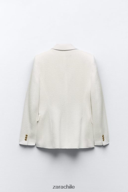 ropa cl Zara mujer chaqueta con doble botonadura y tejido texturizado ostra blanca JJ06N4175
