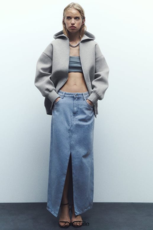 ropa cl Zara mujer chaqueta con efecto de neopreno gris JJ06N423