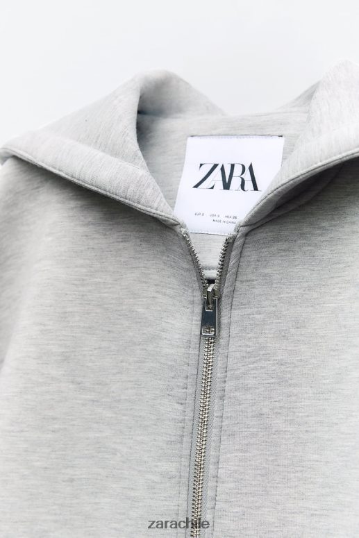 ropa cl Zara mujer chaqueta con efecto de neopreno gris JJ06N423