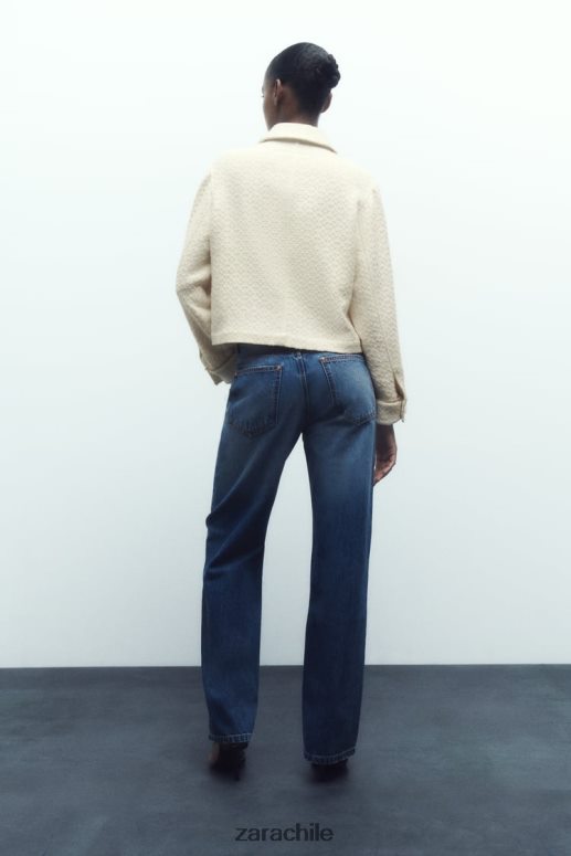 ropa cl Zara mujer chaqueta corta con botones joya crudo JJ06N480