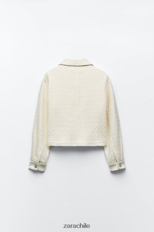 ropa cl Zara mujer chaqueta corta con botones joya crudo JJ06N480