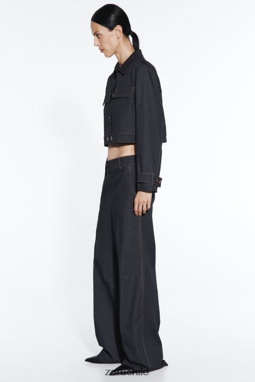 ropa cl Zara mujer chaqueta corta con costuras índigo JJ06N486