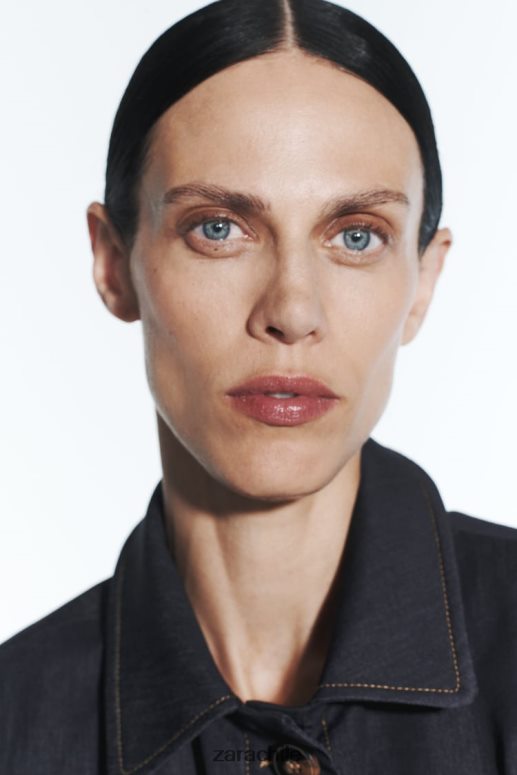 ropa cl Zara mujer chaqueta corta con costuras índigo JJ06N486