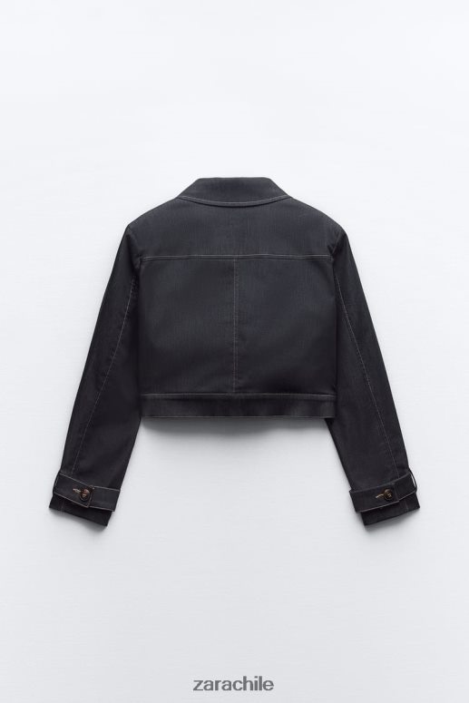 ropa cl Zara mujer chaqueta corta con costuras índigo JJ06N486