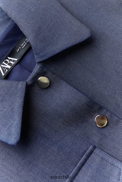 ropa cl Zara mujer chaqueta corta con hombreras índigo JJ06N47