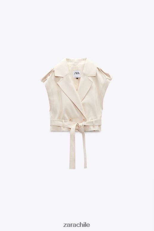 ropa cl Zara mujer chaqueta corta convertible beige claro JJ06N4111