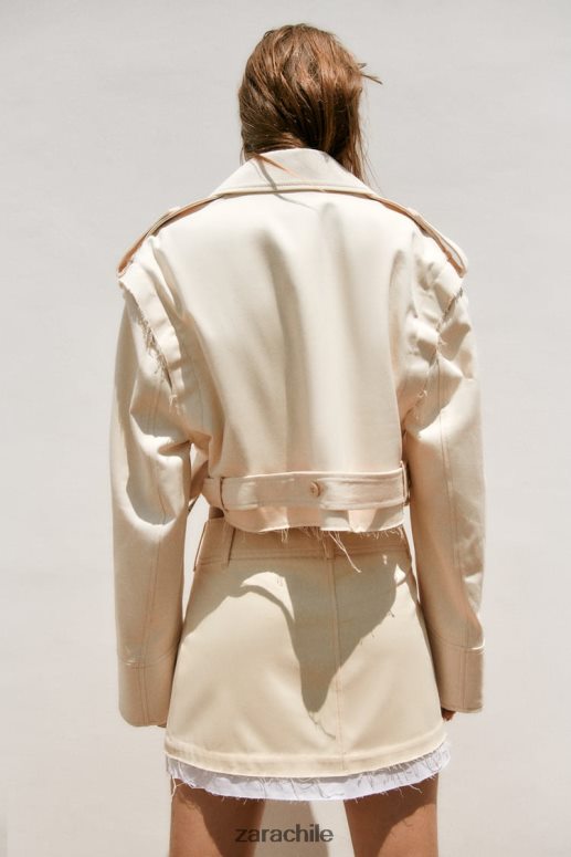 ropa cl Zara mujer chaqueta corta convertible beige claro JJ06N4111