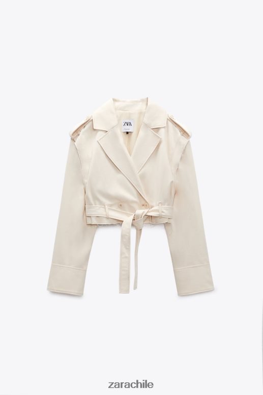 ropa cl Zara mujer chaqueta corta convertible beige claro JJ06N4111