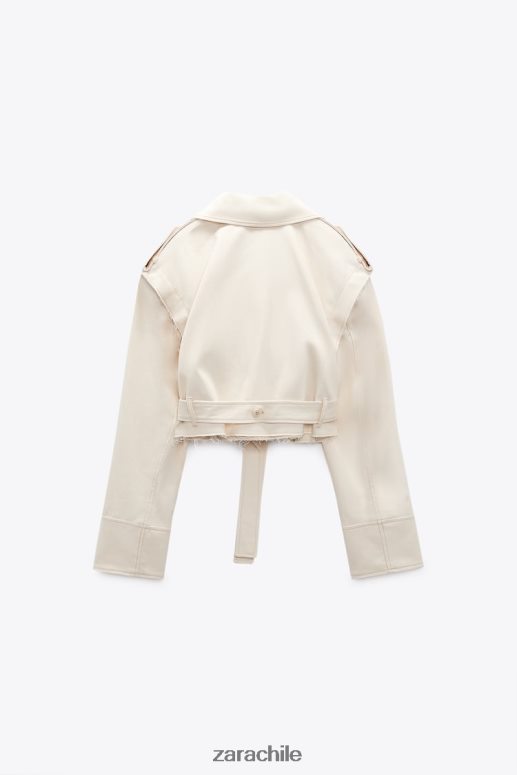 ropa cl Zara mujer chaqueta corta convertible beige claro JJ06N4111
