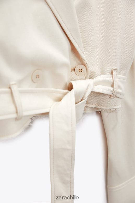 ropa cl Zara mujer chaqueta corta convertible beige claro JJ06N4111