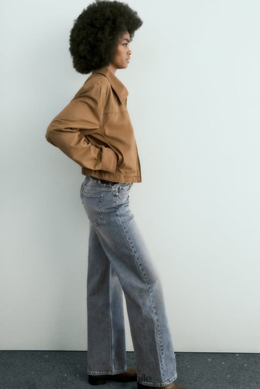 ropa cl Zara mujer chaqueta corta de algodón encerado marrón JJ06N488