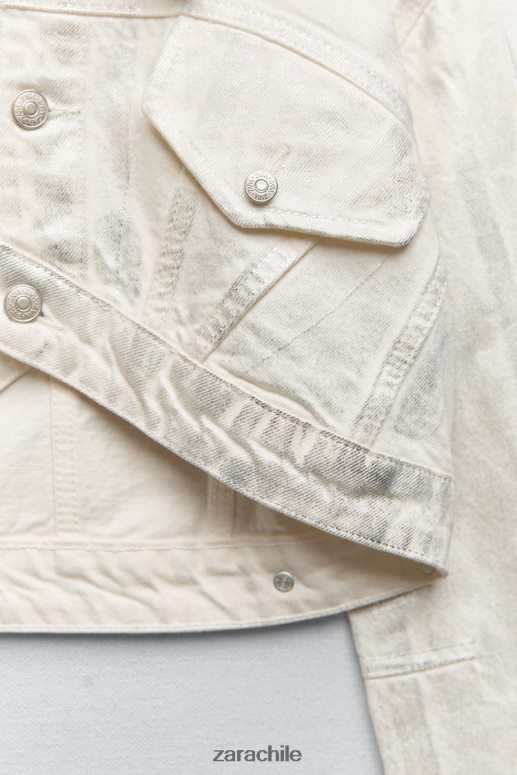 ropa cl Zara mujer chaqueta corta metalizada plata JJ06N4120