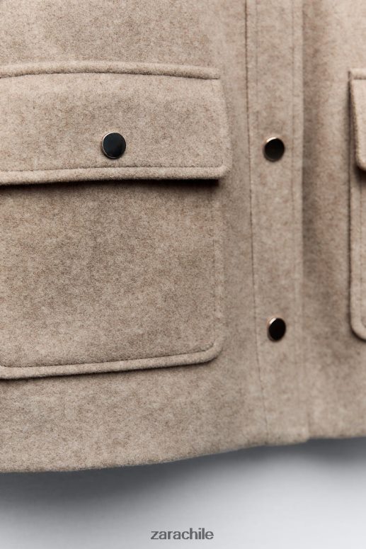 ropa cl Zara mujer chaqueta corta suave marrón topo JJ06N428