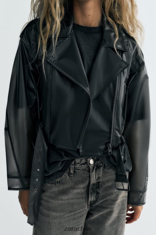 ropa cl Zara mujer chaqueta corta transparente original JJ06N494