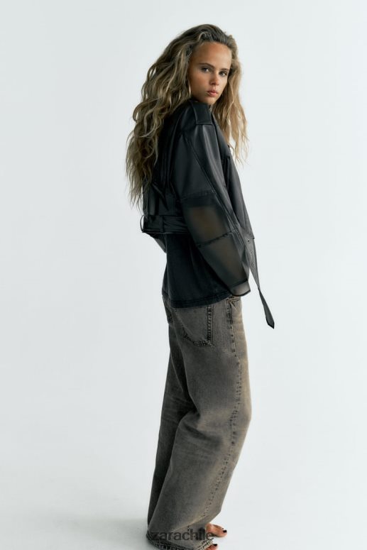 ropa cl Zara mujer chaqueta corta transparente original JJ06N494