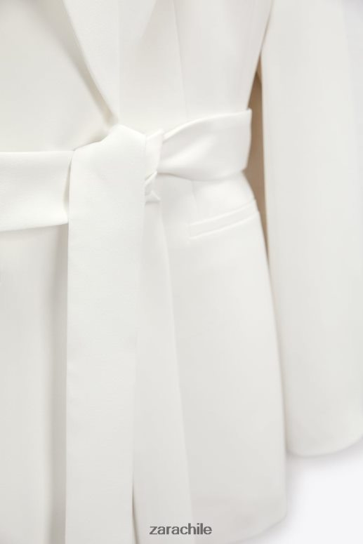 ropa cl Zara mujer chaqueta de esmoquin con cinturón crudo JJ06N4174