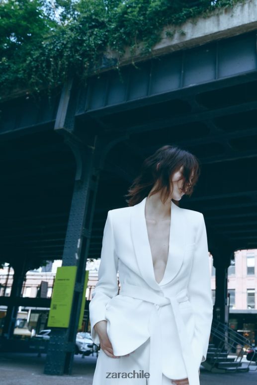 ropa cl Zara mujer chaqueta de esmoquin con cinturón crudo JJ06N4174