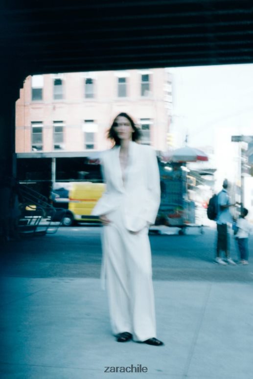 ropa cl Zara mujer chaqueta de esmoquin con cinturón crudo JJ06N4174