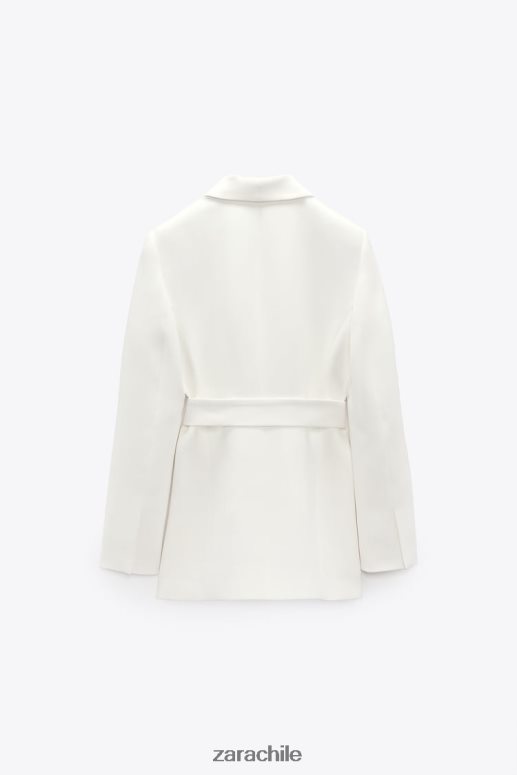 ropa cl Zara mujer chaqueta de esmoquin con cinturón crudo JJ06N4174