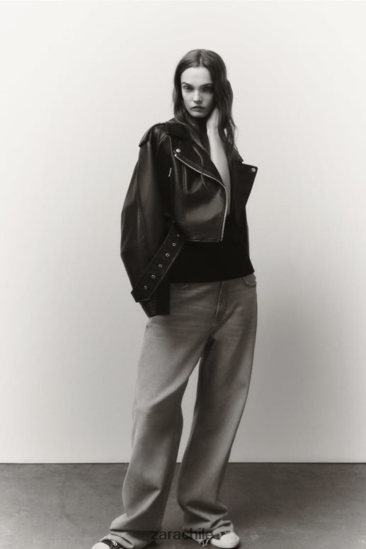 ropa cl Zara mujer chaqueta de piel sintética negro JJ06N448
