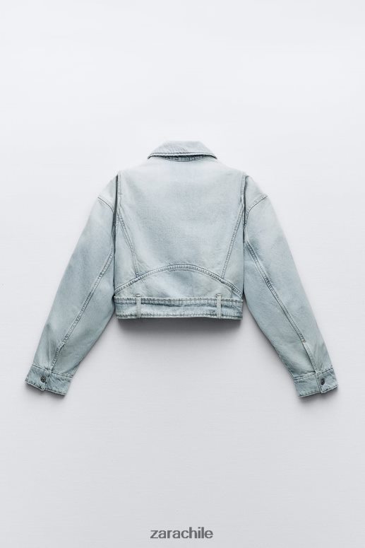 ropa cl Zara mujer chaqueta motera de mezclilla trf azul claro JJ06N463