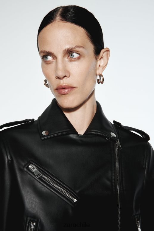 ropa cl Zara mujer chaqueta motera de piel sintética negro JJ06N453