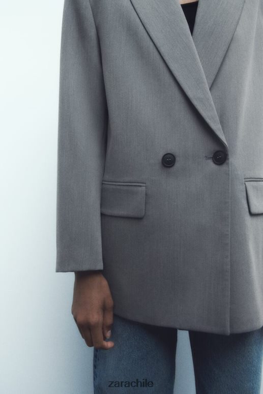 ropa cl Zara mujer chaqueta oversize con doble botonadura marga gris JJ06N4156
