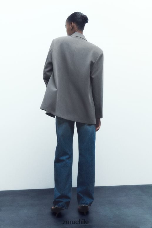 ropa cl Zara mujer chaqueta oversize con doble botonadura marga gris JJ06N4156