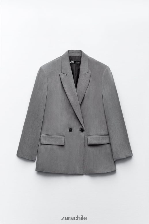 ropa cl Zara mujer chaqueta oversize con doble botonadura marga gris JJ06N4156